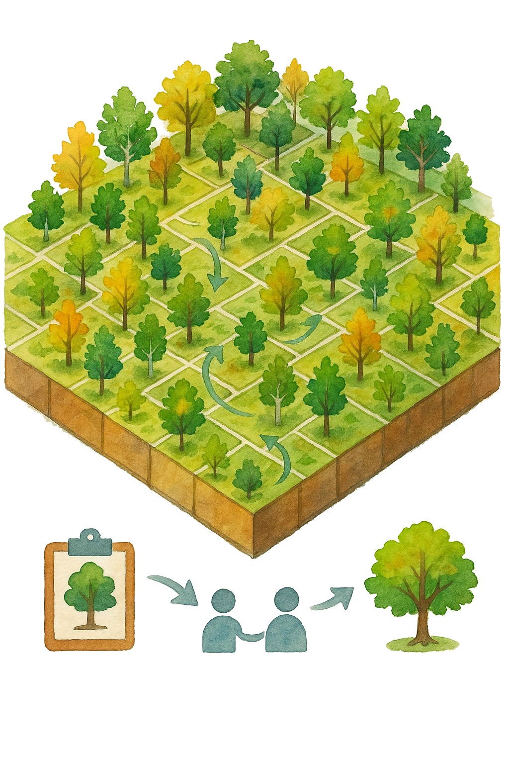 Illustration of forest plots, manager communication, and knowledge sharing across the northern hardwood range