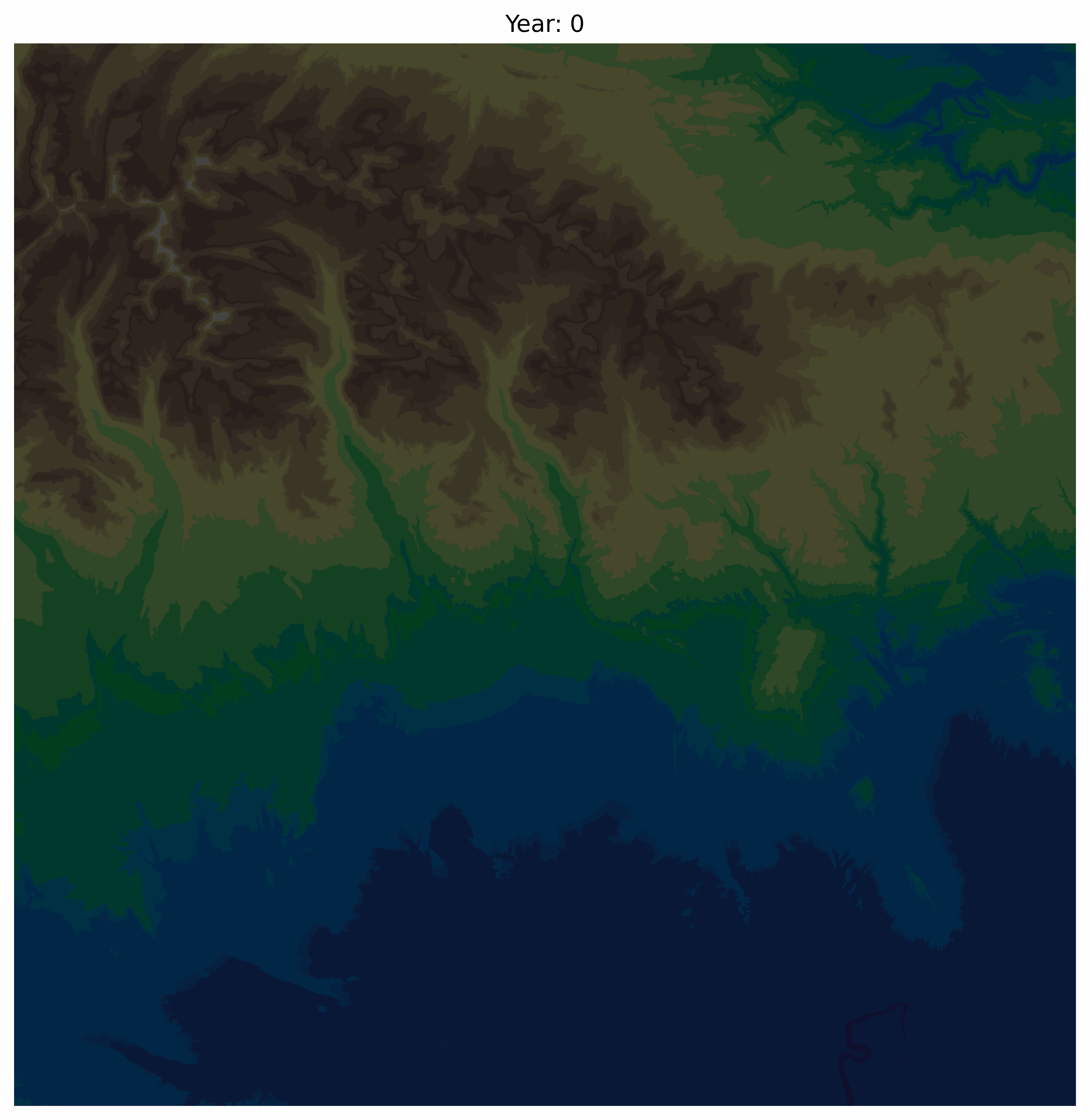 MPB ABM run, showing the pread of mortality across the landscape